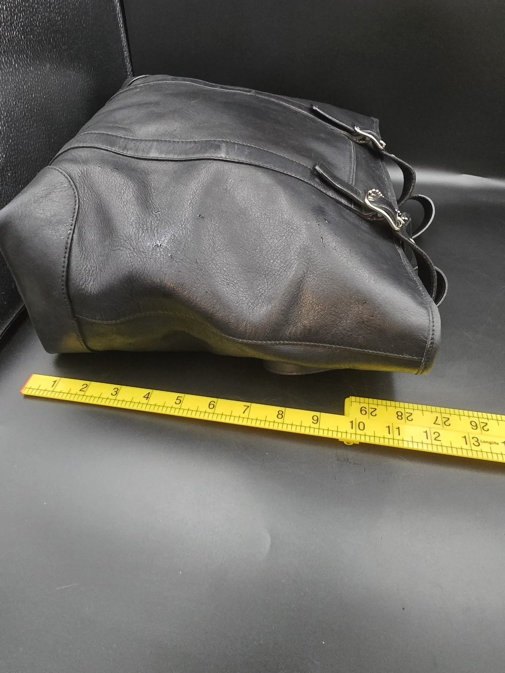 Coach Black Leather Tote with Buckle Straps - Picture 11 of 13